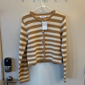 Studio Tan and Cream Striped Cardigan